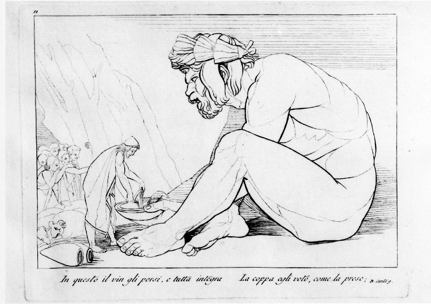 John Flaxaman, Polifemo, 1805, carta/acquaforte, Palazzo Chiericati, 0500291727