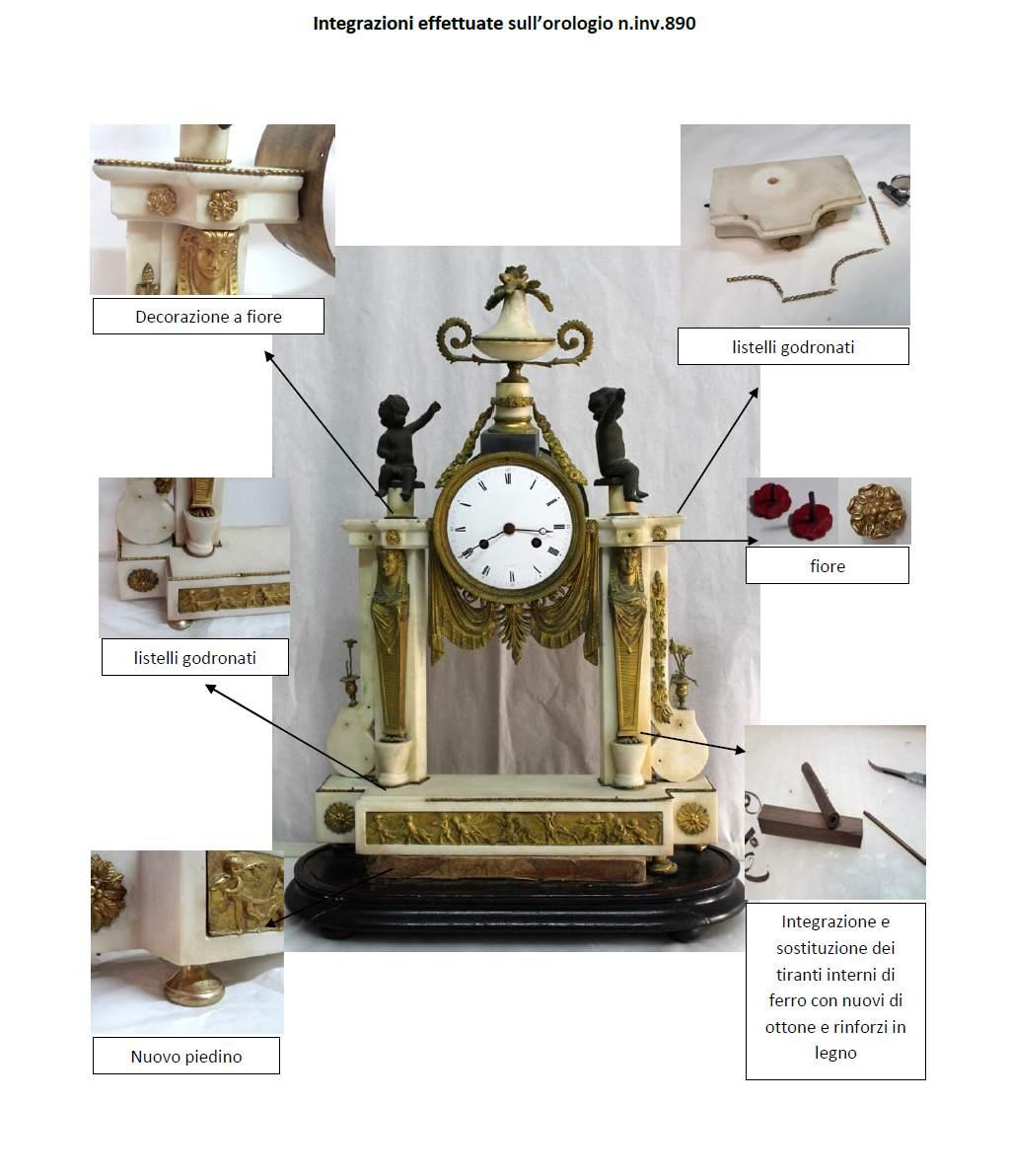 Restauro pendola in marmo e bronzo dorato inv. 890 - mappa delle integrazioni
