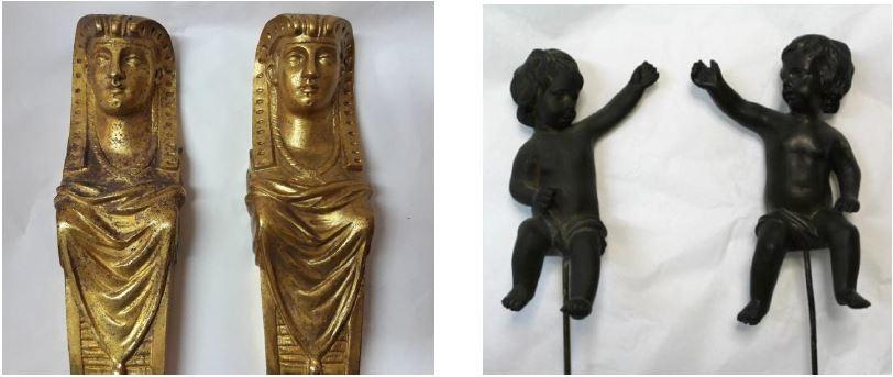 Restauro pendola in marmo e bronzo dorato inv. 890 - pulitura elementi metallici