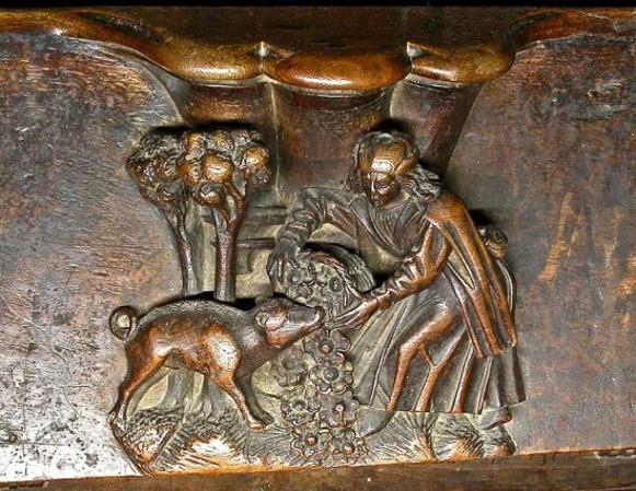 Alonso Berruguete, Novembre, Toledo, capitello dello stallo ligneo del coro della Cattedrale, metà XVI secolo.