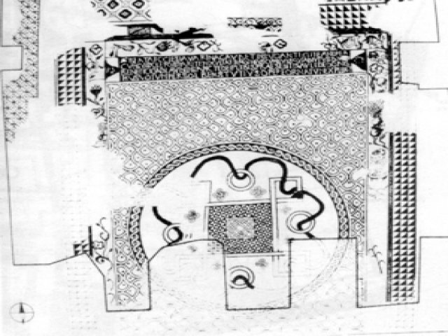 Bari. Cattedrale, ricostruzione grafica del mosaico del soccorpo