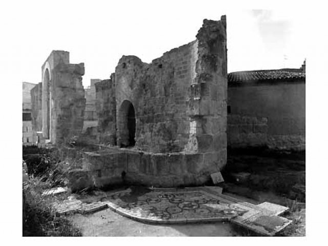 Canosa di Puglia. Battistero di S. Giovanni, nartece, lembo di pavimento musivo nell'abside nord