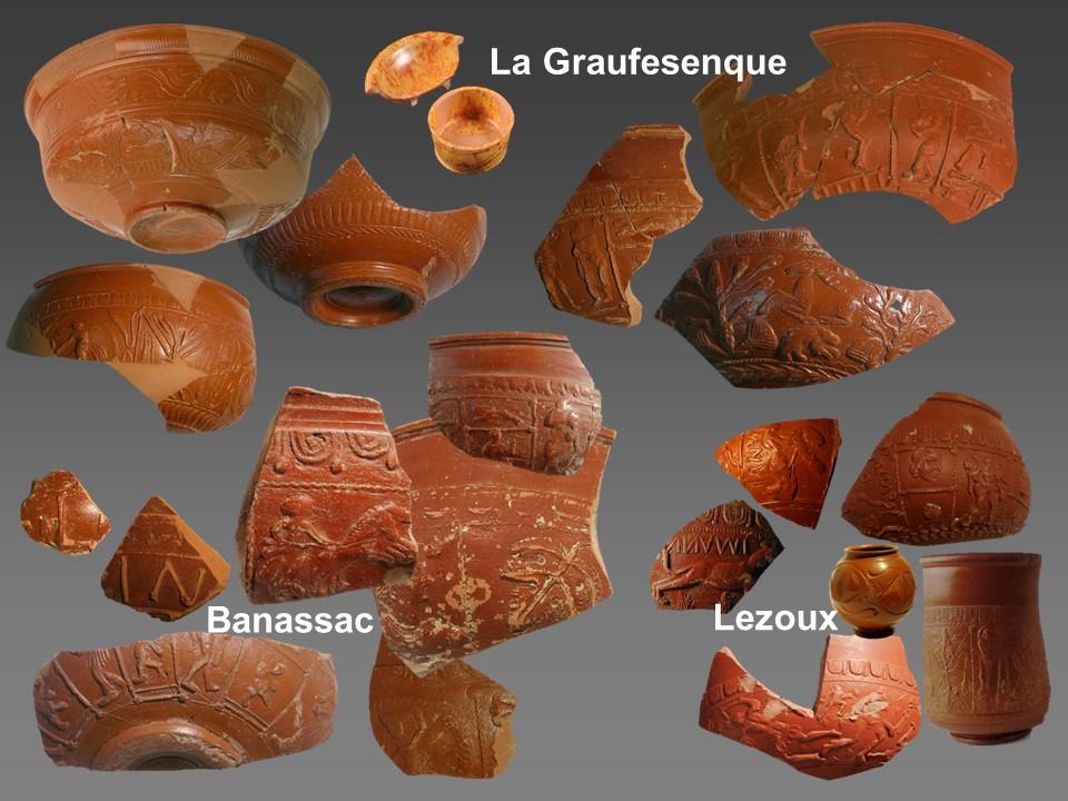Frammenti di sigillate galliche arrivati nella Cisalpina da La Graufesenque, Banassac e Lezoux
