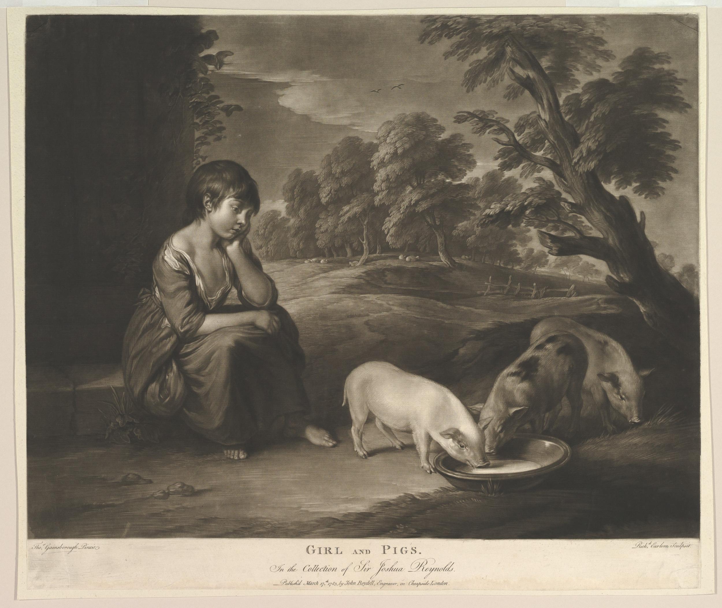 Girl and Pigs, Richard Earlom