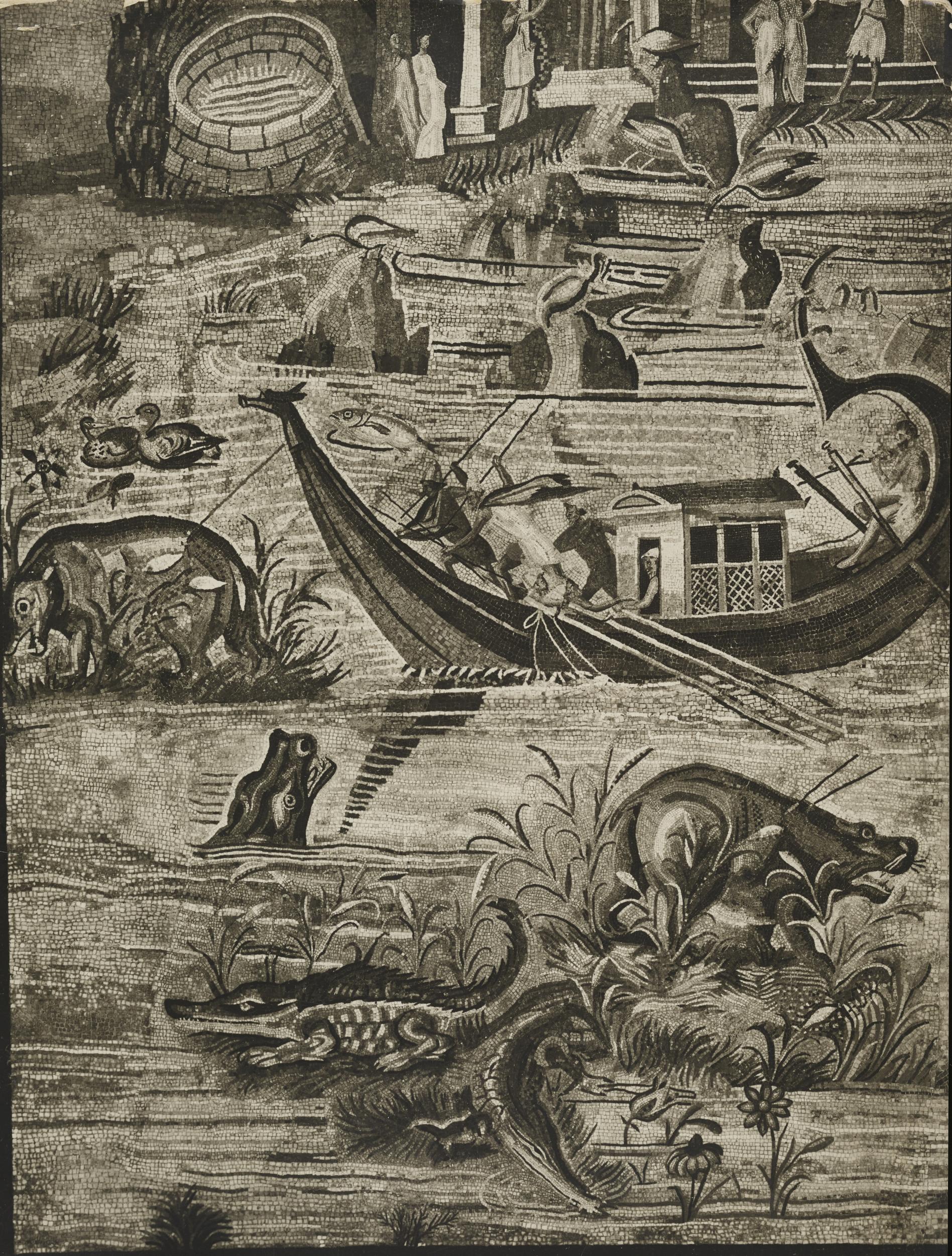 Fratelli Alinari, Palazzo Colonna Barberini, oggi sede del Museo Archeologico Nazionale, Mosaico del Nilo, particolare, gelatina ai sali d'argento, MPI6099466