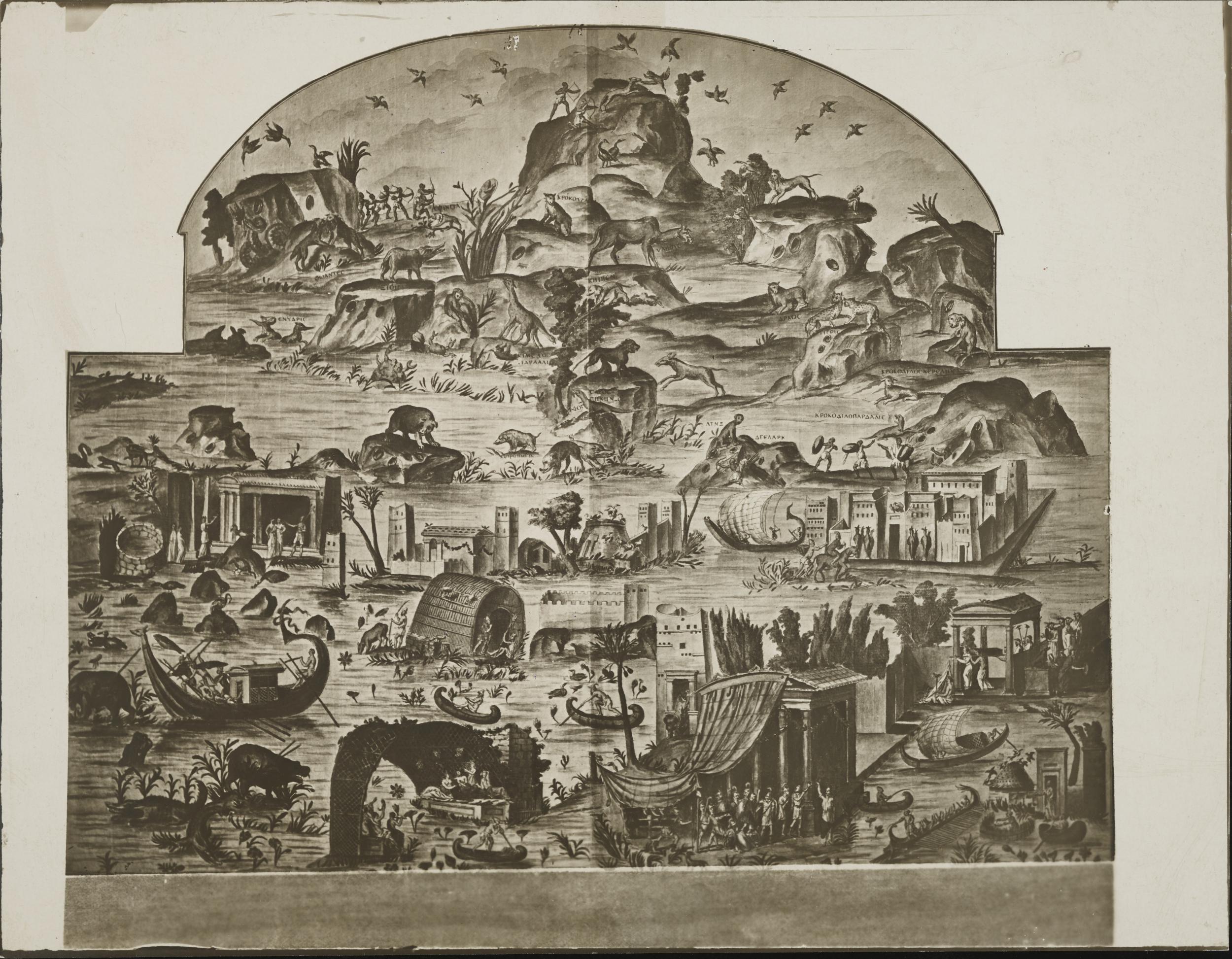 Fotografo non identificato, Palazzo Colonna Barberini, oggi sede del Museo Archeologico Nazionale, Mosaico del Nilo, gelatina ai sali d'argento, MPI6099459