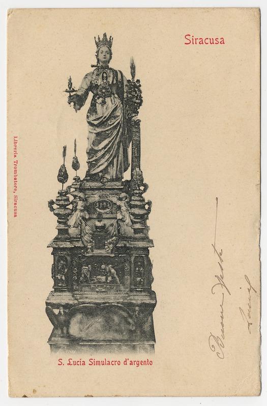 Fotografo non identificato, Siracusa - Duomo - Cappella di S. Lucia - Simulacro d'argento, 1905, cartolina, FFC018740