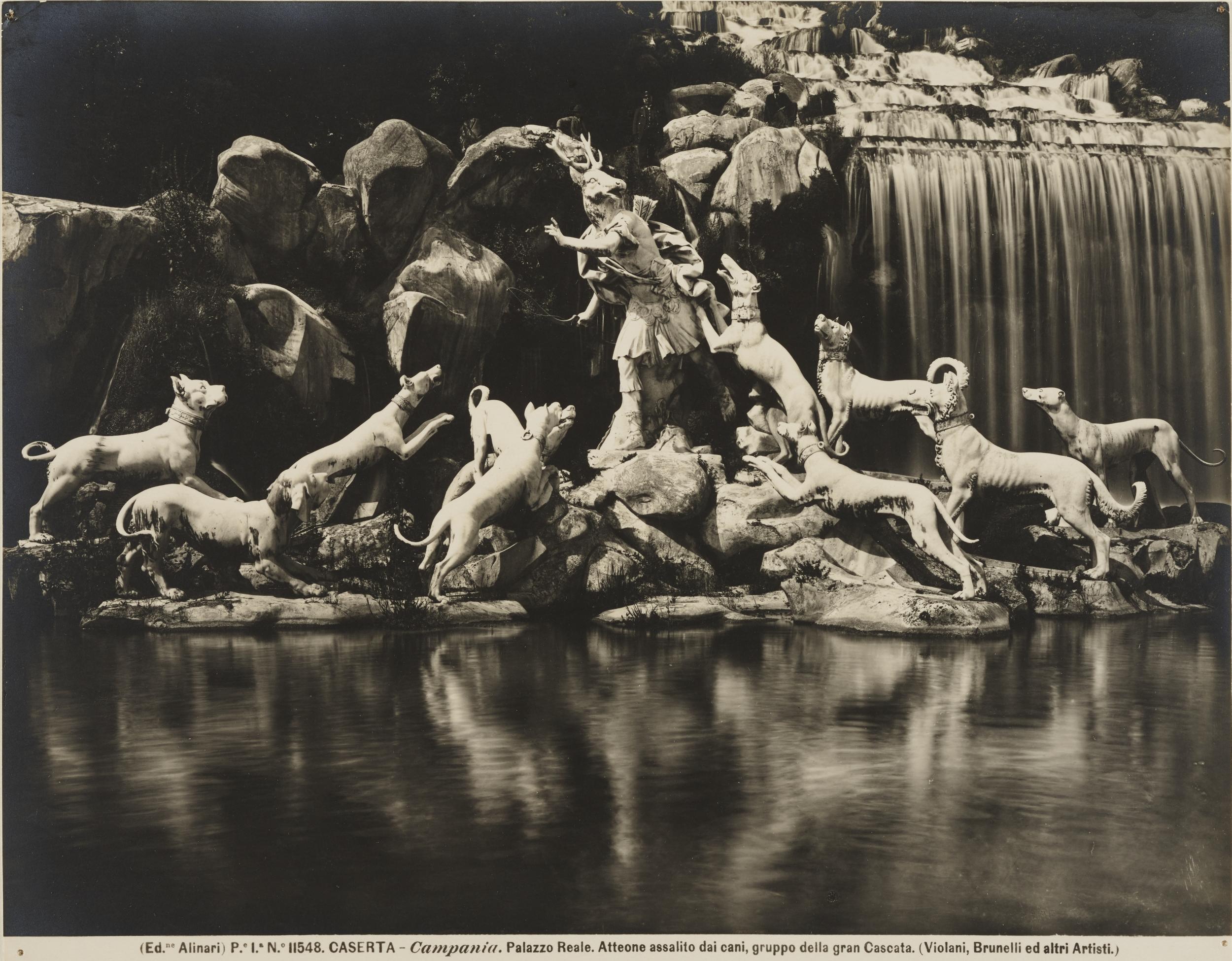 Fratelli Alinari, Caserta - Palazzo Reale, parco, bacino della cascata, il gruppo di Atteone, gelatina ai sali d'argento, MPI145170