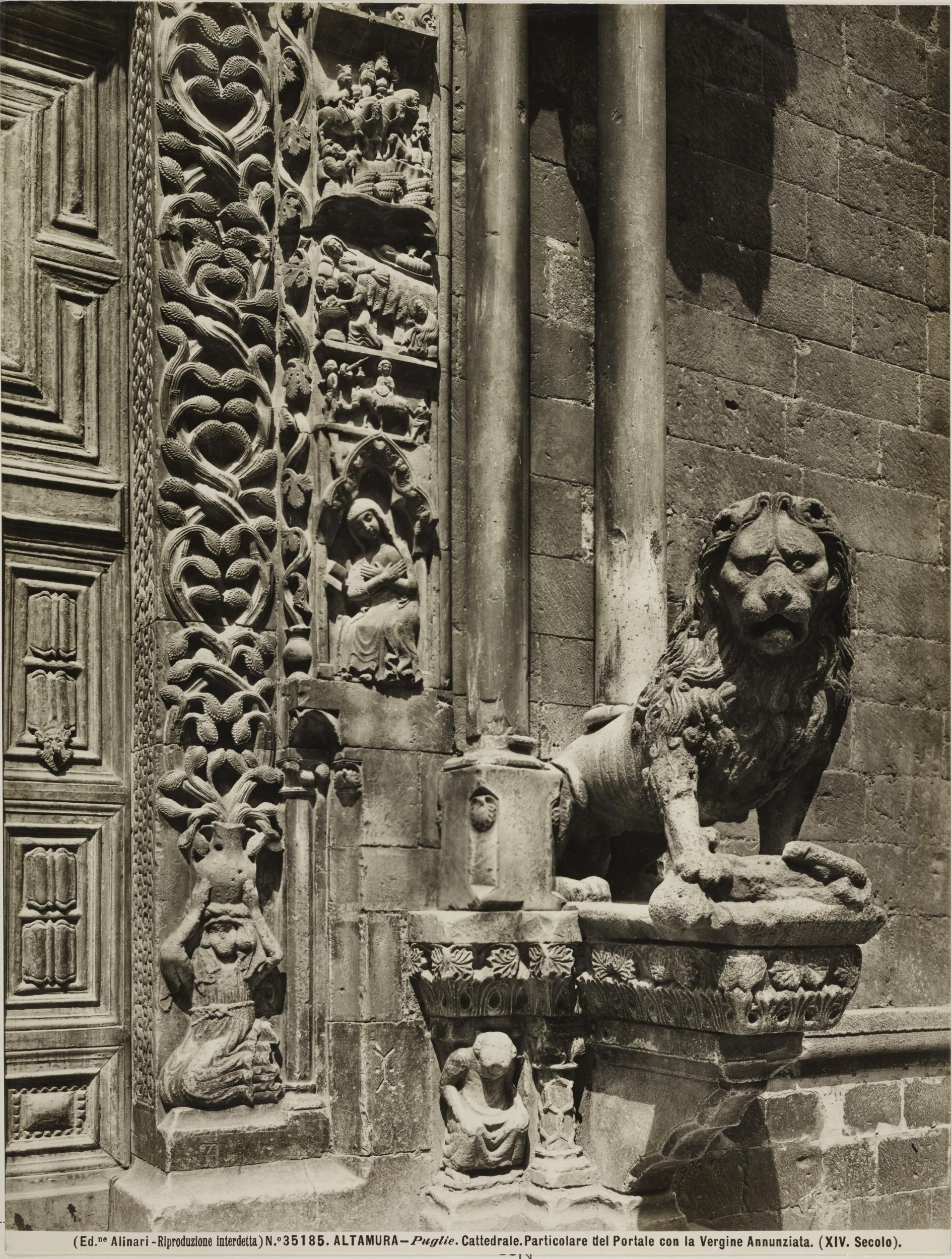 Fratelli Alinari, Altamura - Cattedrale di S. Maria Assunta, portale,particolare, 1951-2000, gelatina ai sali d'argento/carta, MPI130833