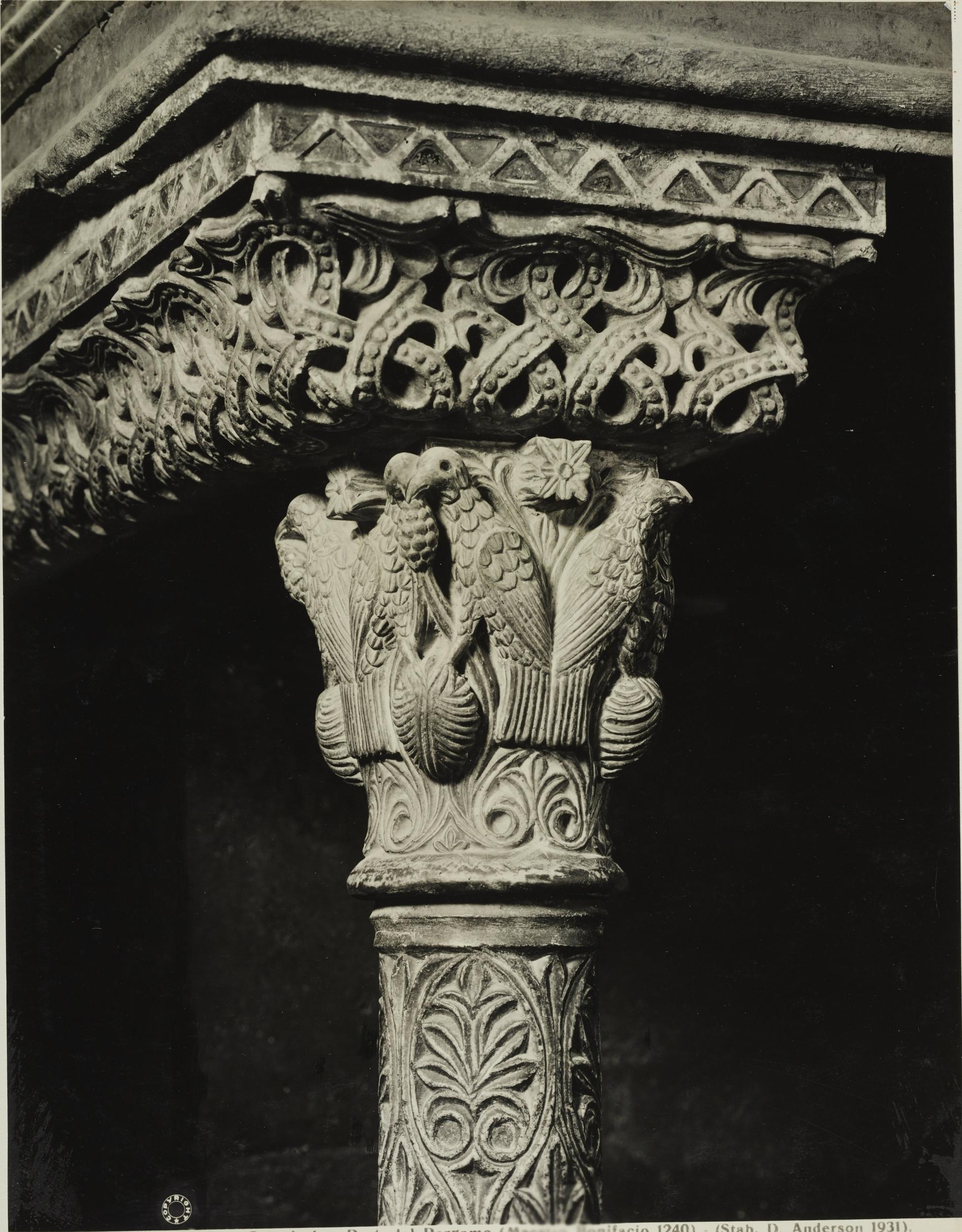 Domenico Anderson, Bitonto - Cattedrale di S. Valentino, colonnina a torciglione del pulpito a cassa, 1931 ante, gelatina ai sali d'argento/carta, MPI137884