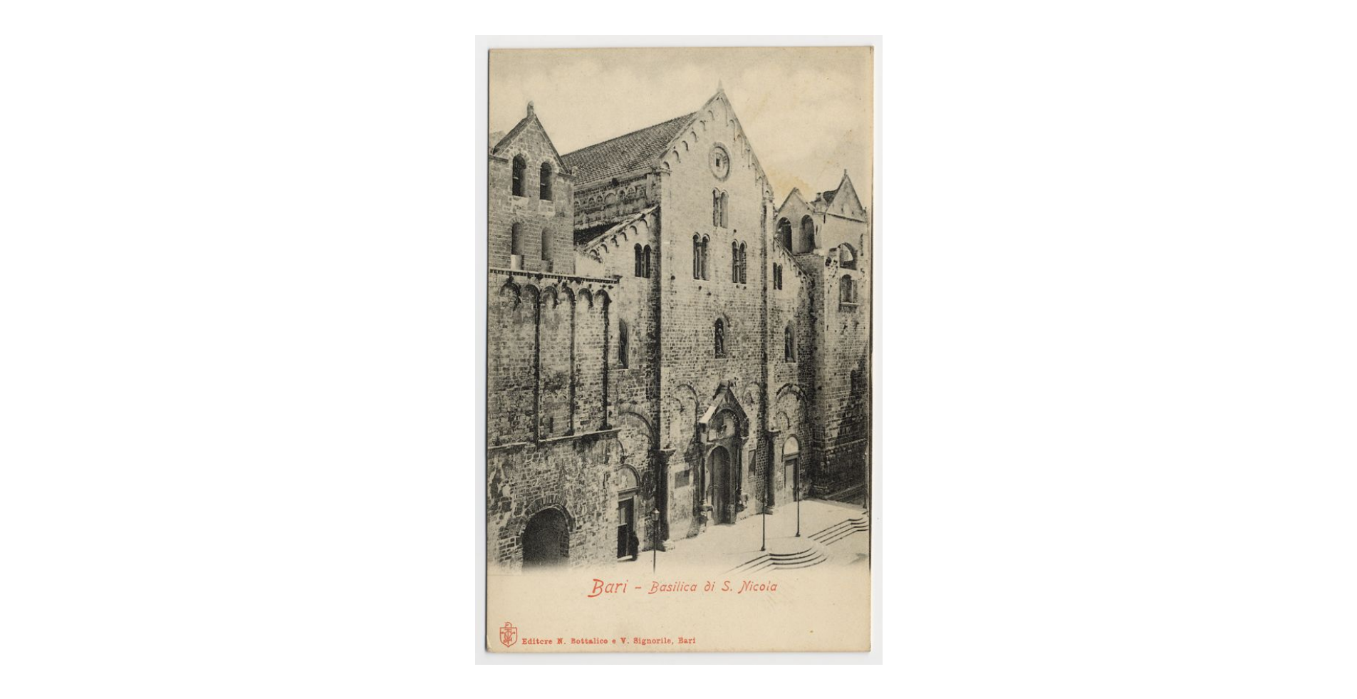 Fotografo non identificato, Bari - Basilica di S. Nicola di Bari, 1905, cartolina, FFC013993