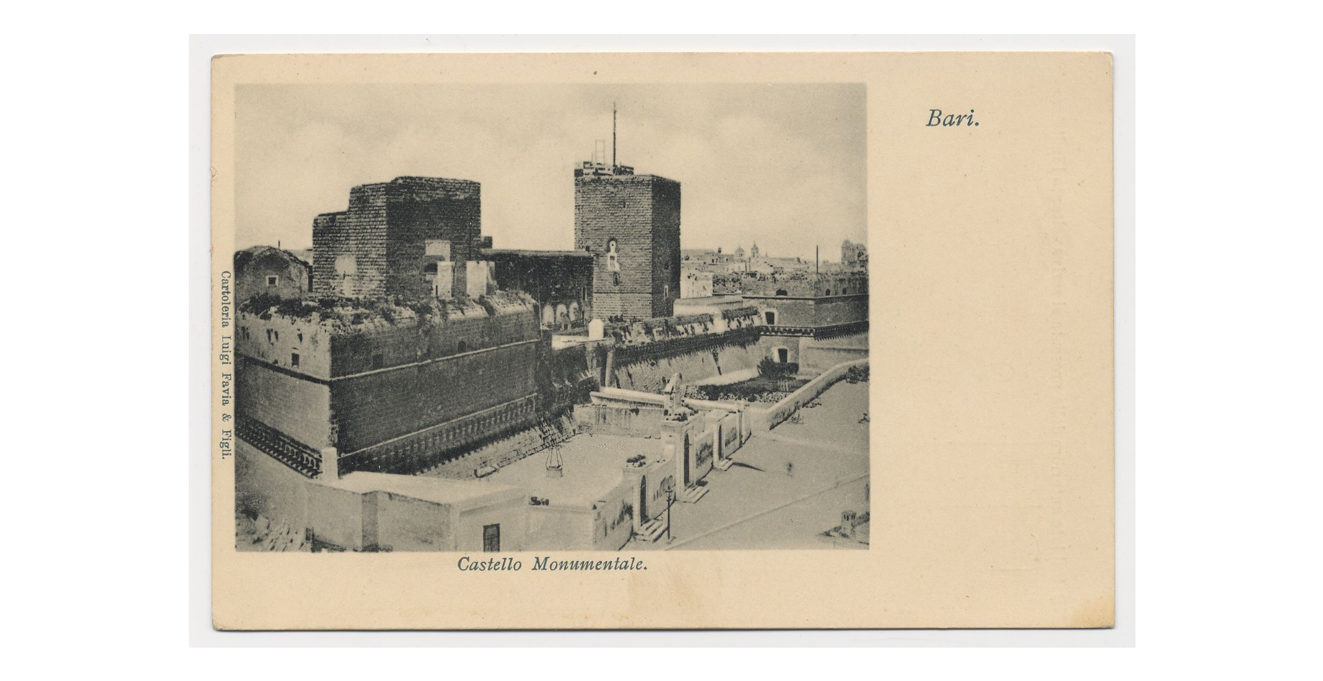 Fotografo non identificato, Bari - Castello monumentale, 1905, cartolina, FFC018245