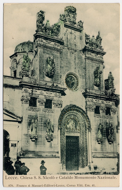 Lecce - Chiesa dei SS. Nicolò e Cataldo - Facciata, cartolina, 1905, FFC015127