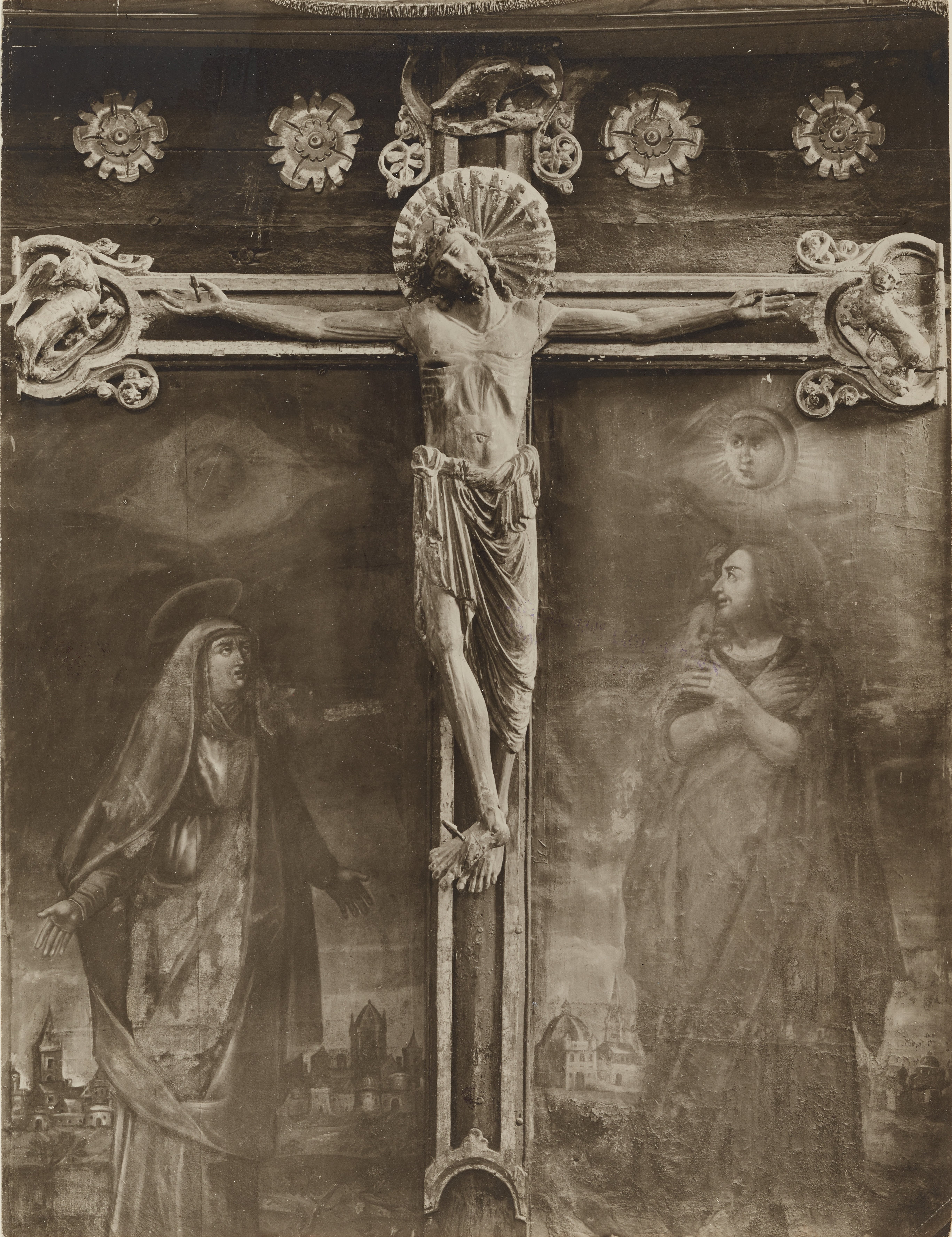 Fotografo non identificato, Brindisi - Chiesa del cristo, crocefisso tra la Madonna e S. Giovanni, 1901-1925, gelatina ai sali d'argento,MPI141575