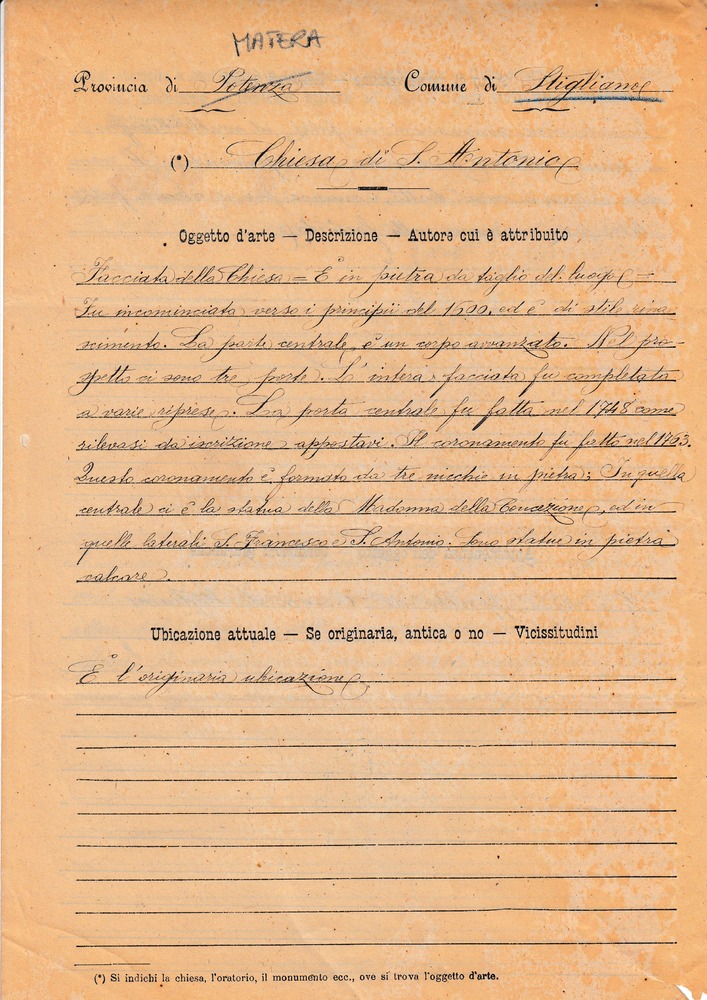 Cliccando è possibile visualizzare tutte le schede dall’Archivio storico delle schede di catalogo dell’ICCD