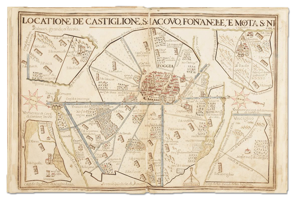 Antonio e Nunzio di Michele di Rovere, Atlante delle locazioni del Tavoliere di Puglia – Locatione di Castiglione, 1686, Carta