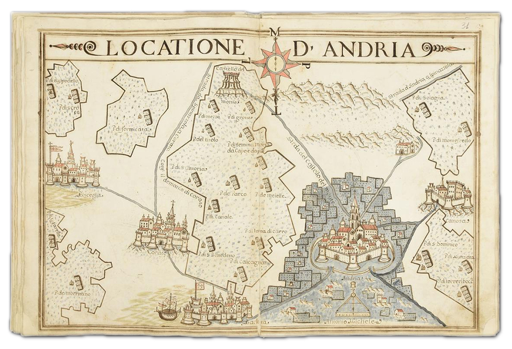 Antonio e Nunzio di Michele di Rovere, Atlante delle locazioni del Tavoliere di Puglia – Locatione d’Andria, 1686, Carta
