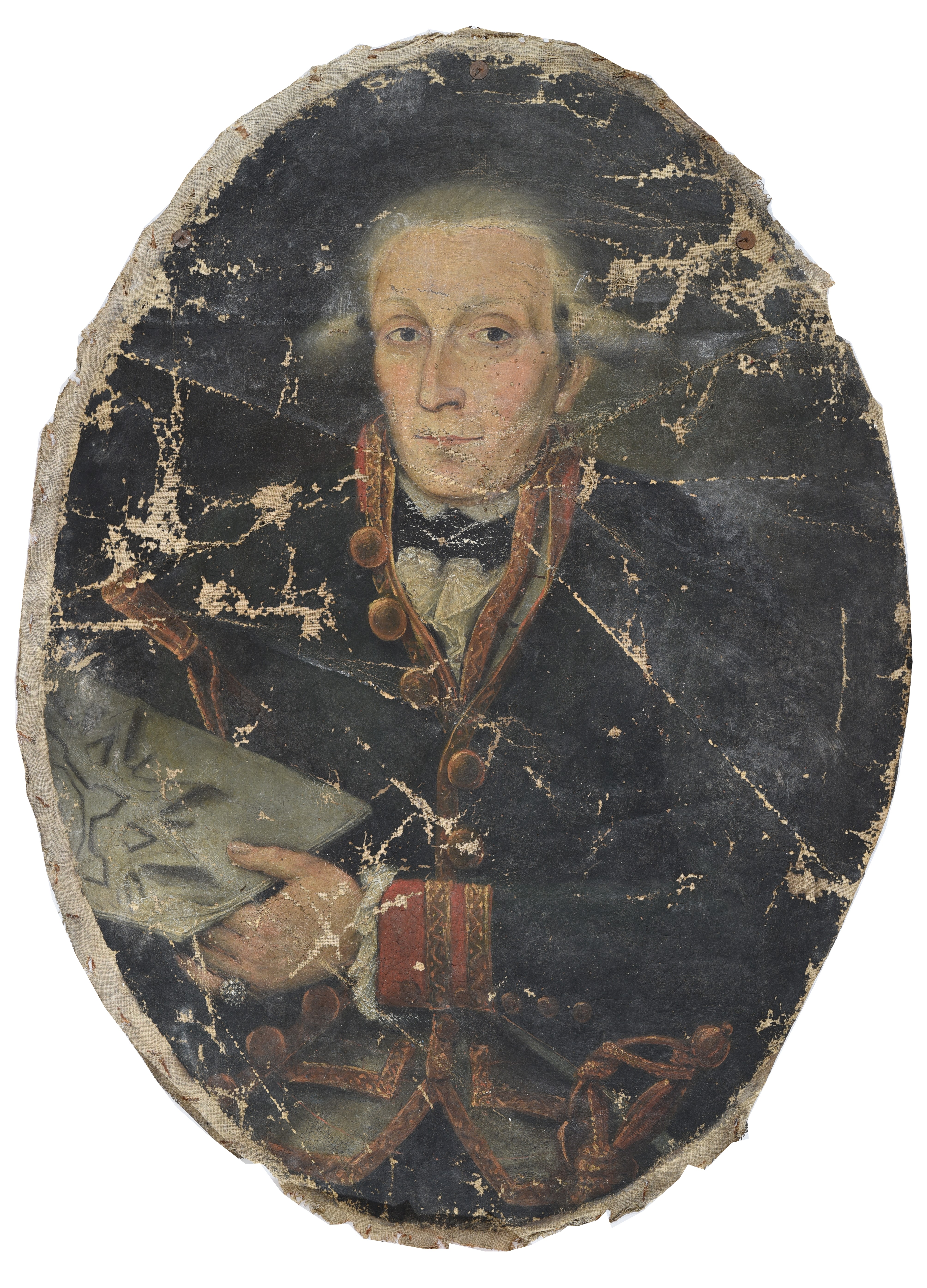 Autore ignoto, Ritratto di architetto, 1790-1799, olio su tela, cm 77x57, Forlì, Istituto Prati, 0800052333 (prima del restauro)